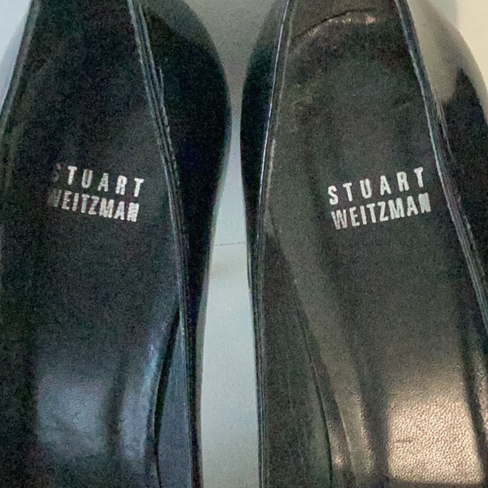 Stuart Weitzman Black Peep Toe Black Patent Leather Size 10 - Picture 4 of 7